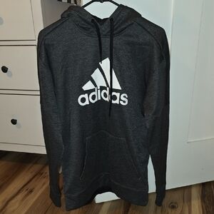 adidas Dark Charcoal Gray Pullover Hoodie with White Logo
